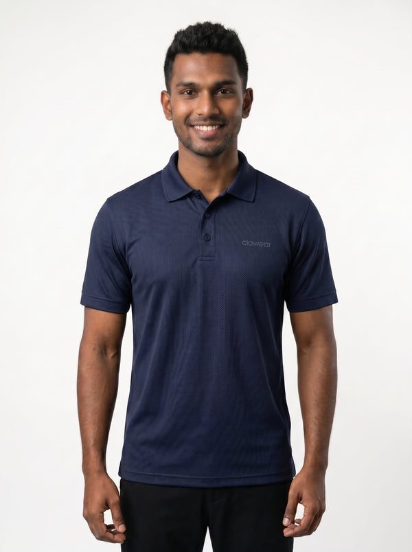 Hanthana Unisex Polo Neck T-Shirt - Navy Blue